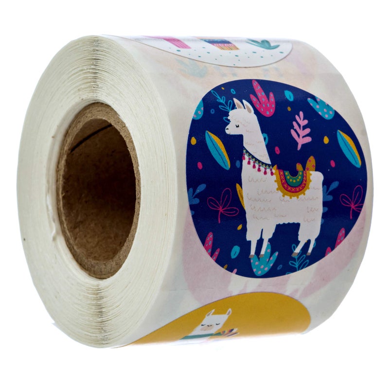 SBlabels Llama Party Stickers / 250 Festive Desert Event Decals / 1.5" Vibrant Animal Round Envelope Seals / 6 Colorful Alpaca Designs/Made in The USA - Image 1